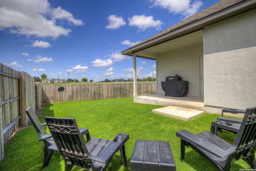Exterior details and patio area of a home in August Fields, New Braunfels (Image 4).