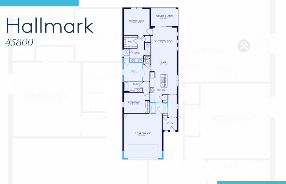 2D floor plan layout of this home in Del Webb Oak Creek, North Fort Myers, FL (Image 3).