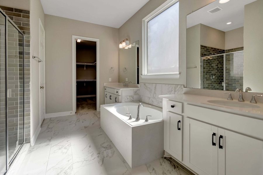 Primary bath. Note: Sample product photo - actual exterior and interior selections may vary by homesite