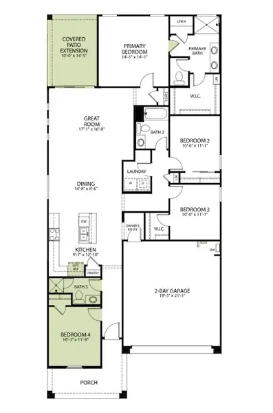 2D floor plan layout of this home in Icon at Thunderbird, Glendale, AZ (Image 4).