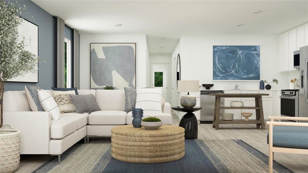 Living room featuring light hardwood / wood-style flooring