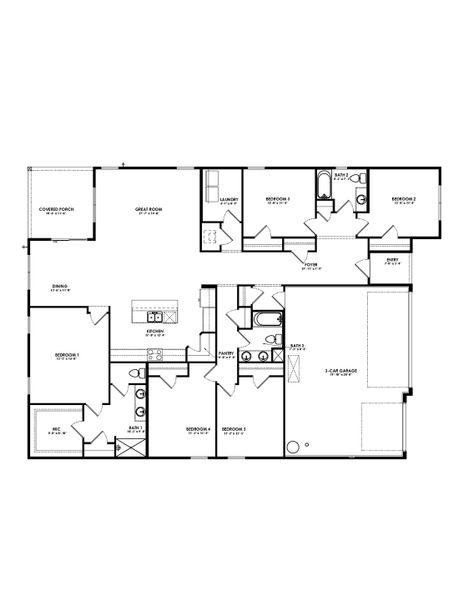 2D floor plan layout for the Covington by D.R. Horton in Avalon Woods, Newberry, FL (Image 4).