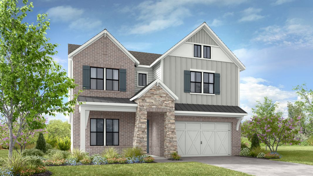 Representative exterior photo of a completed home built from the Santorini by Taylor Morrison in Towson Village, Peachtree City, GA (Image 21). Representative exterior photo of a completed home built from the Santorini by Taylor Morrison in Towson Village, Peachtree City, GA (Image 21).