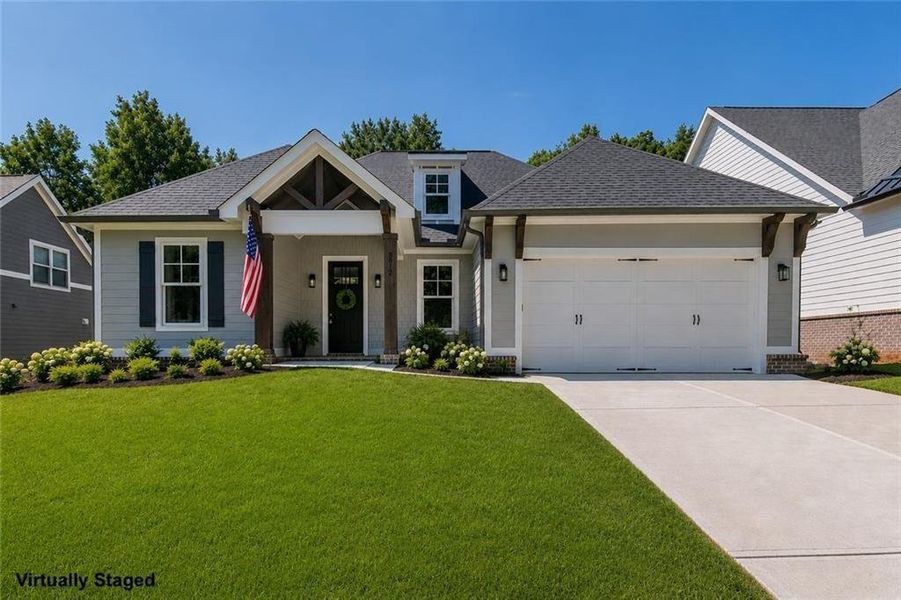 Front exterior of a new home in , Gainesville, GA, highlighting curb appeal (Image 25). Front exterior of a new home in , Gainesville, GA, highlighting curb appeal (Image 25).