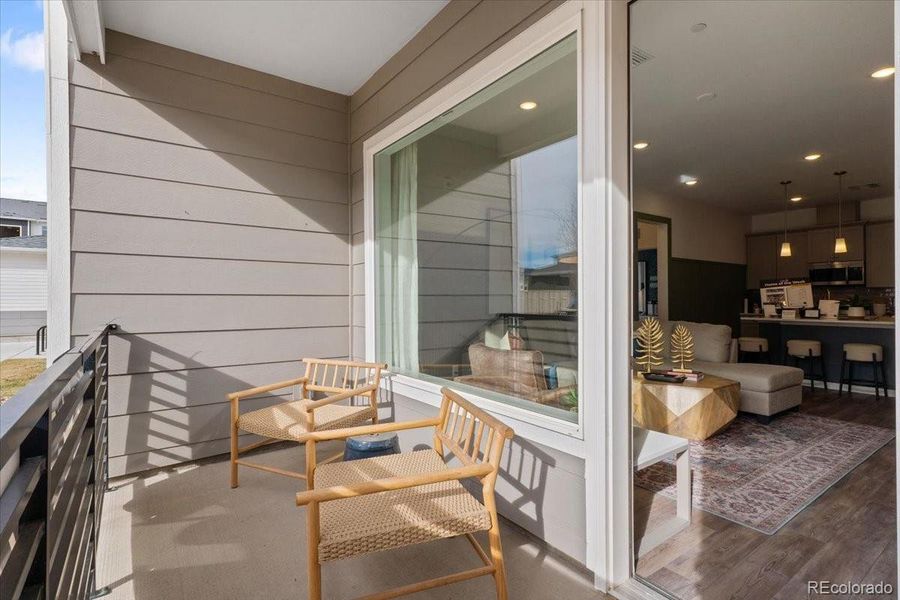Exterior details and patio area of a home in Gateway Commons, Denver (Image 1).