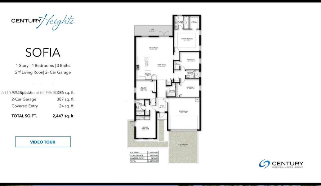 2D floor plan layout of this home in Century Heights, Miami, FL (Image 2).