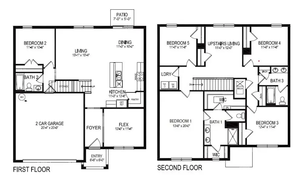 2D floor plan layout for the Hayden by D.R. Horton in Estates at Northwoods, St. Cloud, FL (Image 3).