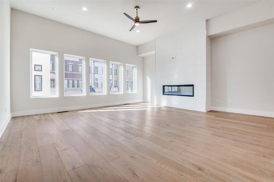 Living room with 12 foot ceilings