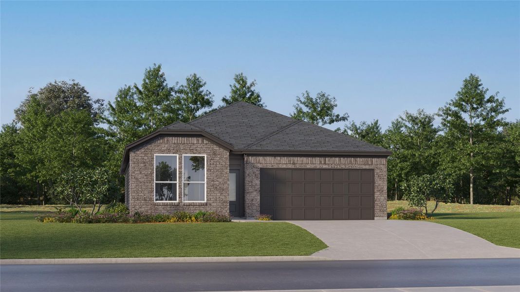 Front exterior of a new home in Winfield Park, Hutto, TX, highlighting curb appeal (Image 20). Front exterior of a new home in Winfield Park, Hutto, TX, highlighting curb appeal (Image 20).