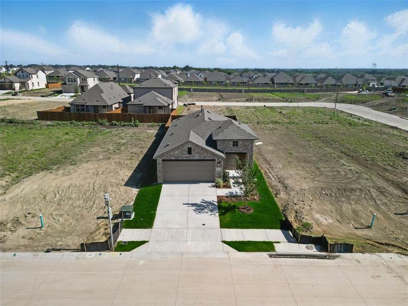 Aerial perspective of suburban area Aerial perspective of suburban area