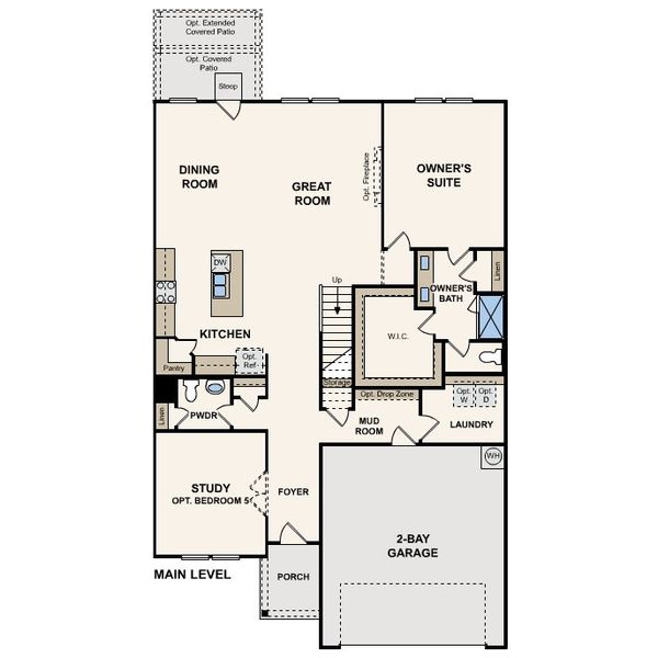 2D floor plan layout for the Trinity 2 by Century Communities in The Highlands at Avery Centre, Round Rock, TX (Image 5).
