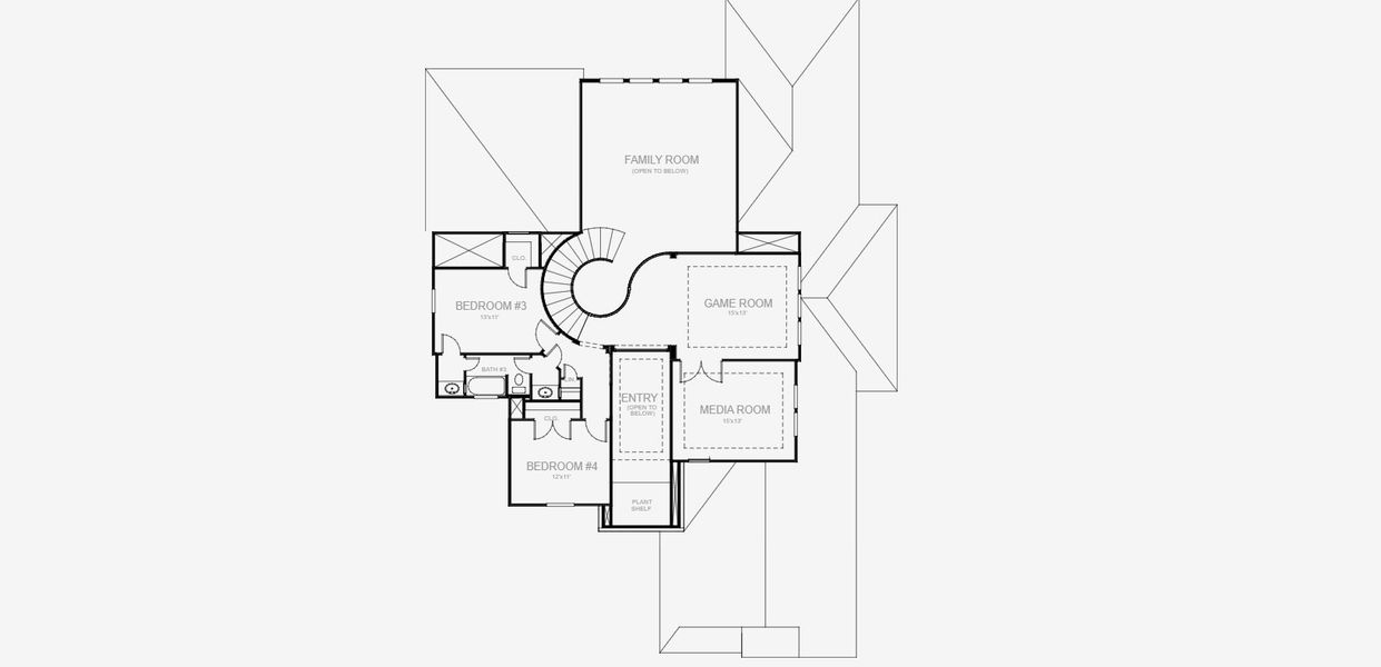 2D floor plan layout for the 3786A by Perry Homes in Bristol Valley, Rockwall, TX (Image 4).