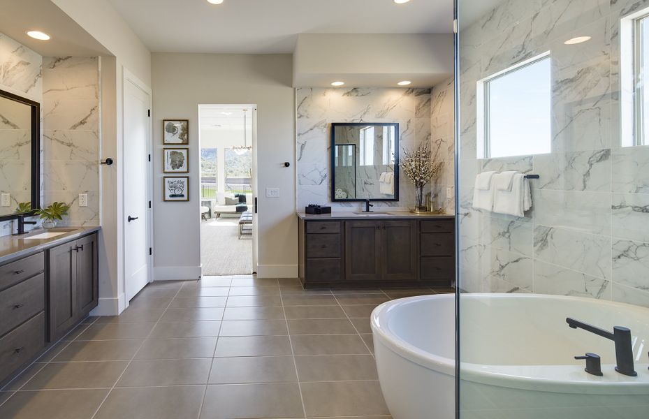 Large soaking tub in owner's bath