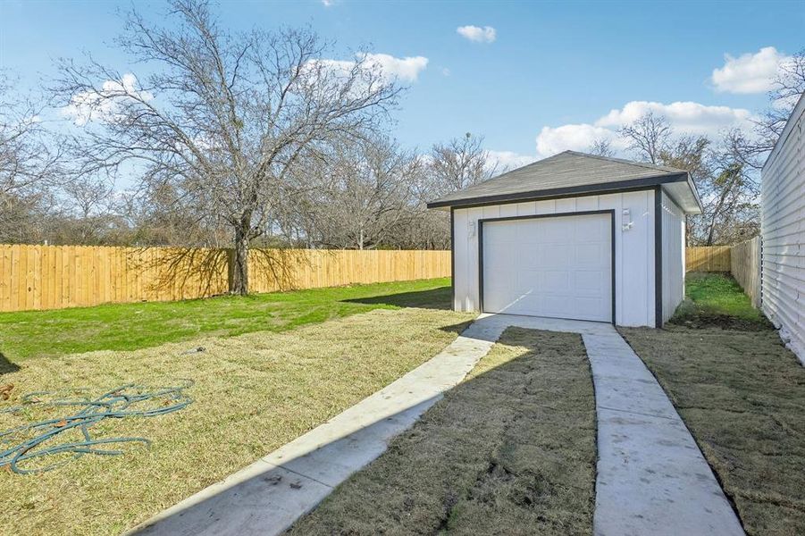 Garage with a yard