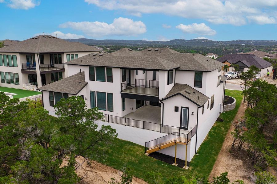 Exterior details and patio area of a home in The Hollows Sanctuary - 85', Jonestown (Image 21).