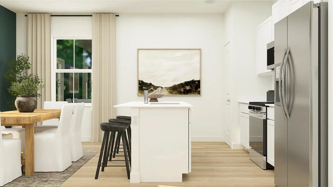 Furnished interior view inside a new home in Lindera Preserve at Cane Bay Plantation: Sabal Collection, Summerville (Image 6). Furnished interior view inside a new home in Lindera Preserve at Cane Bay Plantation: Sabal Collection, Summerville (Image 6).