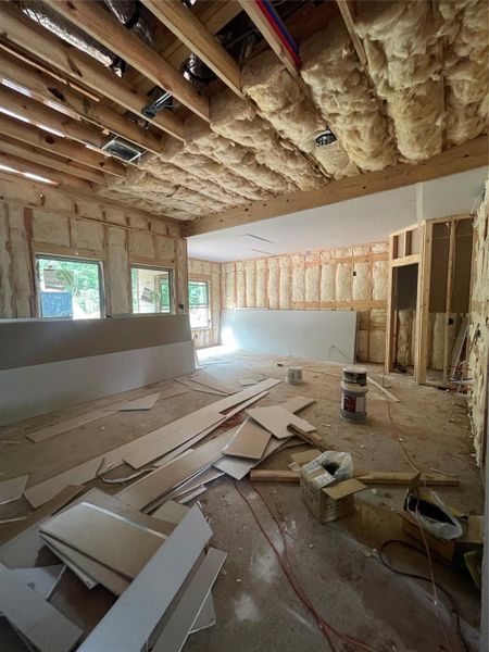 Kitchen & Dining combo opened to the living room