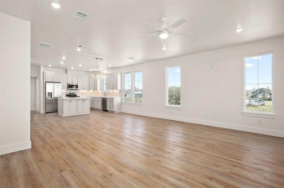 A second view of the family room and kitchen