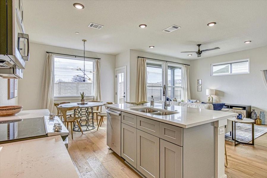 Furnished interior view inside a new home in Townhomes at Gattis, Round Rock (Image 16). Furnished interior view inside a new home in Townhomes at Gattis, Round Rock (Image 16).