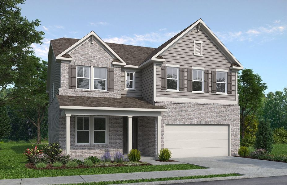 Representative exterior photo of a completed home built from the The Aspen A by Davidson Homes LLC in Fern Hollow, Buford, GA (Image 1). Representative exterior photo of a completed home built from the The Aspen A by Davidson Homes LLC in Fern Hollow, Buford, GA (Image 1).