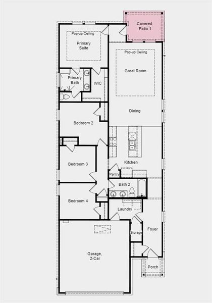 Structural options added include: gourmet kitchen, 12" pop-up ceiling in great room and primary suite, and covered outdoor living.