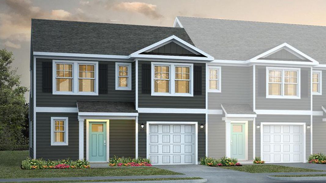 Front exterior of a new home in The Willows at Blake Farm, Wilmington, NC, highlighting curb appeal (Image 1).