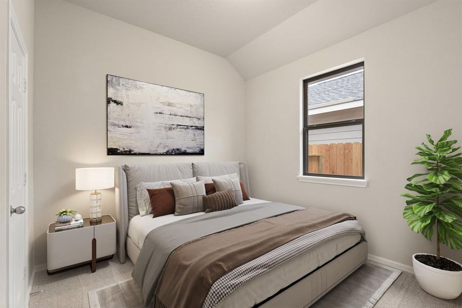 Your secondary bedroom features plush carpet, fresh paint, closet, and a large window that lets in plenty of natural lighting.