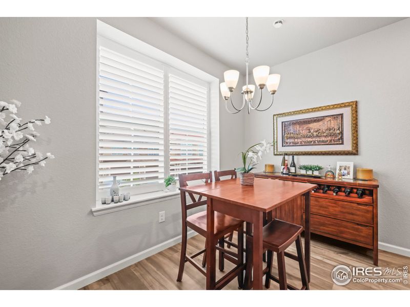 This dining room space fits a full size table, perfect for 6-10 people. This dining room space fits a full size table, perfect for 6-10 people.
