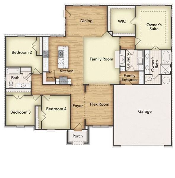 2D floor plan layout of this home in Fairview Meadows, New Fairview, TX (Image 4). 2D floor plan layout of this home in Fairview Meadows, New Fairview, TX (Image 4).