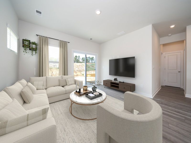 Living area in the Roswell floorplan at a Meritage Homes community in Garner, NC.