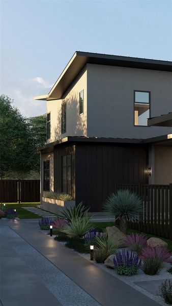 View of property exterior with stucco siding