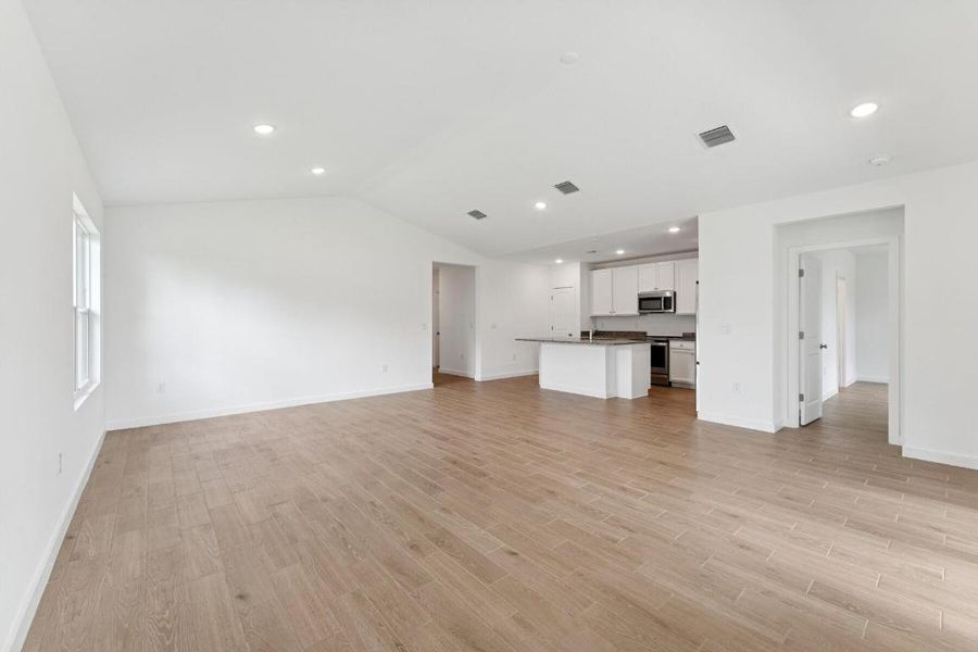 Kitchen, Great Room & Dining Area