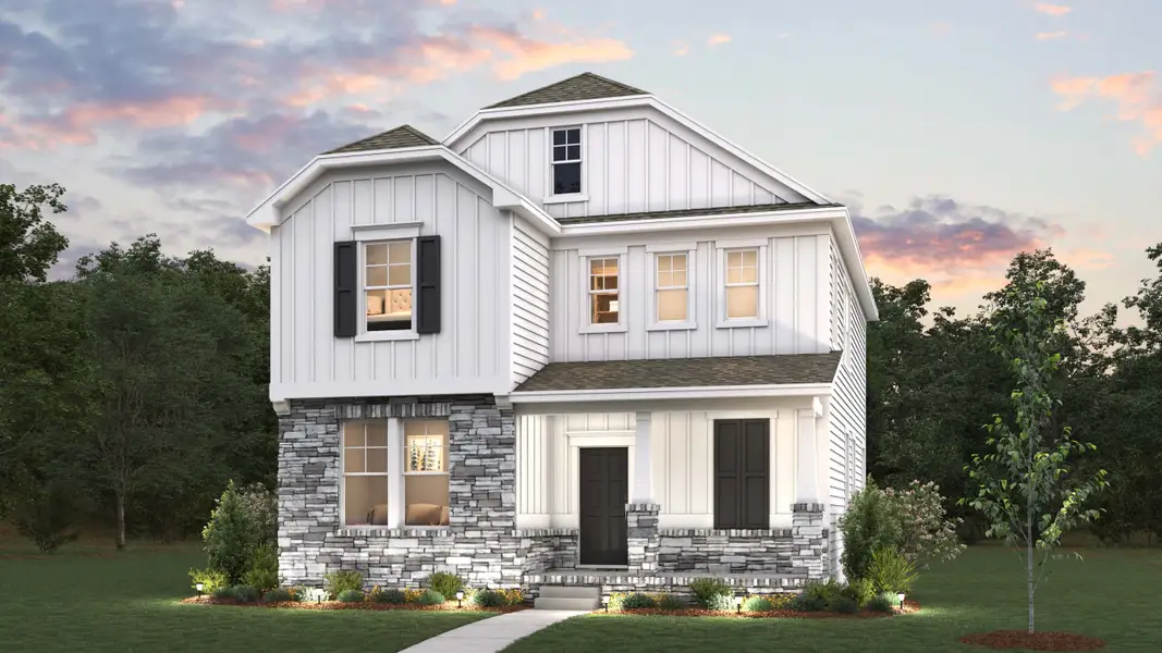 Front exterior of a new home in Shepherd's Farm, Mooresville, NC, highlighting curb appeal (Image 1). Front exterior of a new home in Shepherd's Farm, Mooresville, NC, highlighting curb appeal (Image 1).