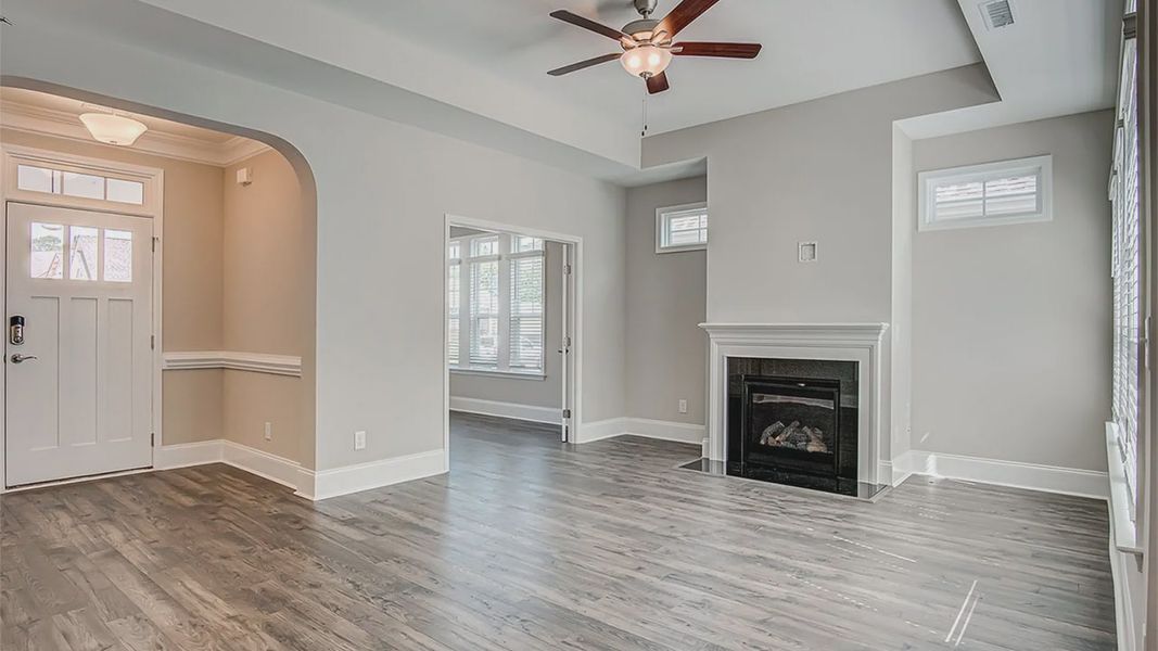 Representative unfurnished interior of a home built from the Palazzo Craftsman by Epcon Communities in The Cottages at 78 North, Sanford (Image 11). Representative unfurnished interior of a home built from the Palazzo Craftsman by Epcon Communities in The Cottages at 78 North, Sanford (Image 11).