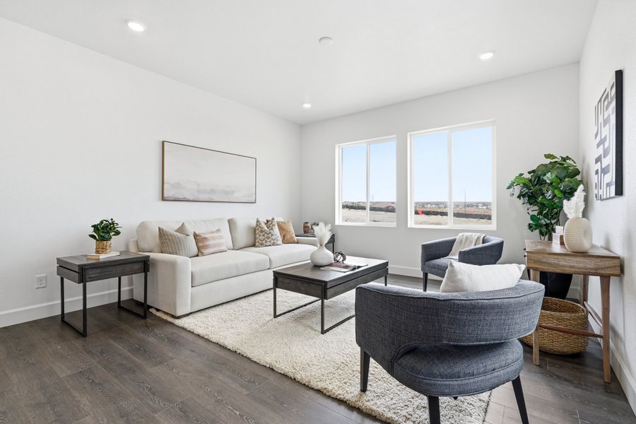Furnished interior view inside a new home in Trailstone, Arvada (Image 6). Furnished interior view inside a new home in Trailstone, Arvada (Image 6).