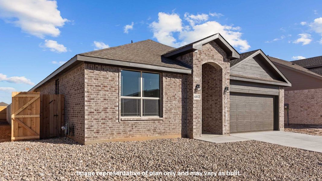 Front exterior of a new home in Mustang Ridge, Andrews, TX, highlighting curb appeal (Image 2).
