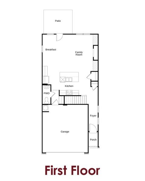2D floor plan layout for the Medlock by Chafin Communities in The Towns at Auburn Station East, Auburn, GA (Image 2).
