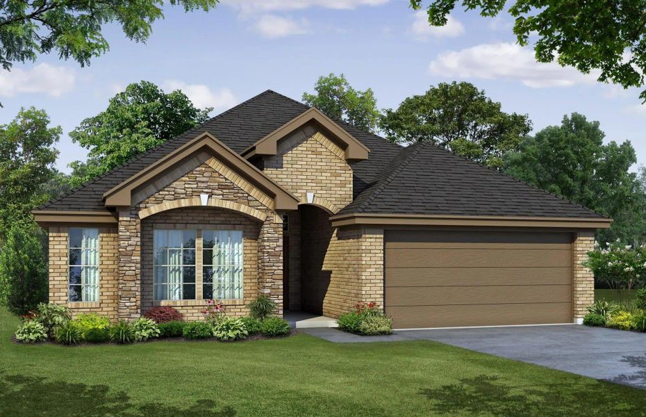 Elevation C with Stone | Concept 1730 at Chisholm Hills in Cleburne, TX by Landsea Homes