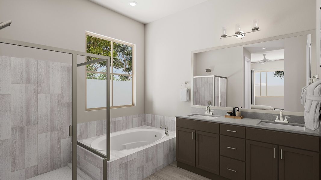 Representative furnished interior of a home built from the Fremont Plan 3504 by Tri Pointe Homes in Waterston Central, Gilbert (Image 9).