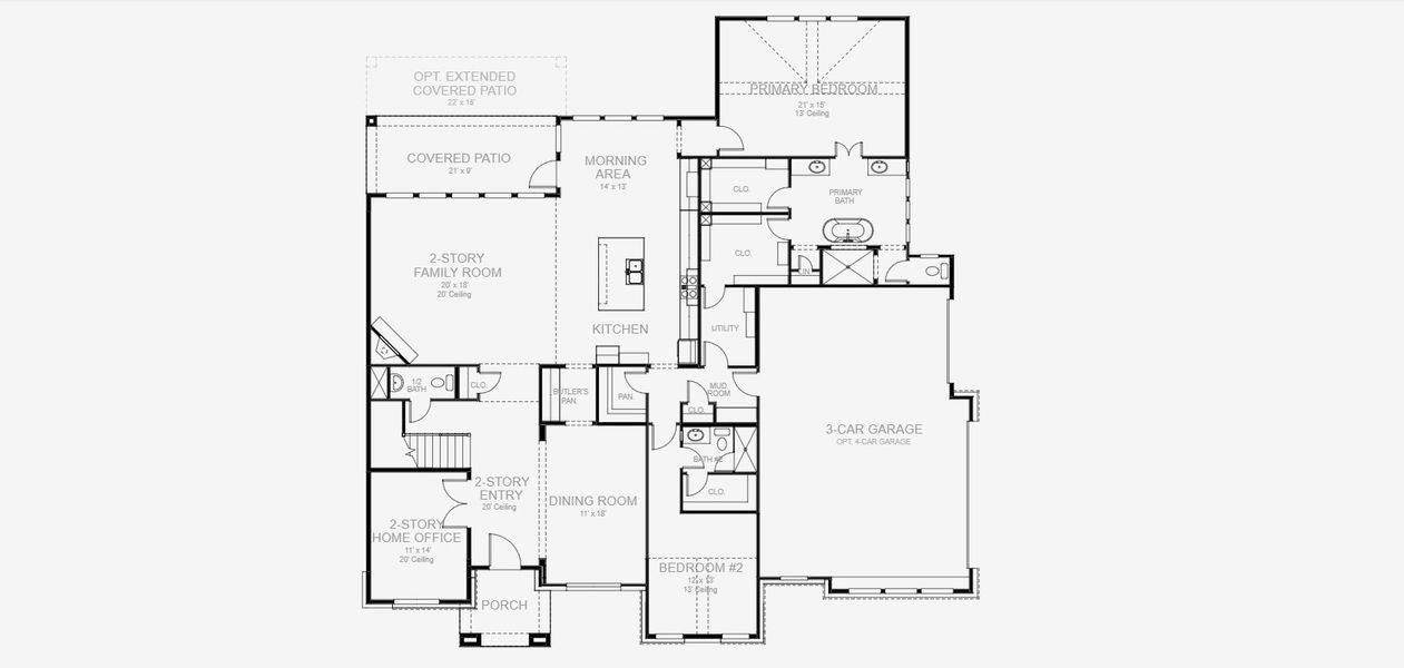 2D floor plan layout for the 4134A by Perry Homes in Johnson Ranch Half Acre, Bulverde, TX (Image 3).