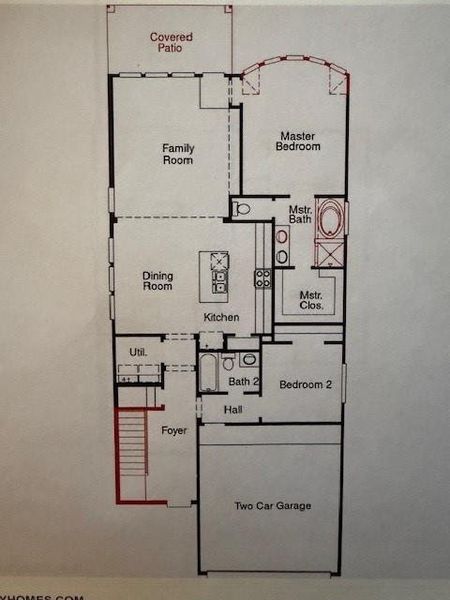 2D floor plan layout of this home in Grand Central Park, Conroe, TX (Image 4).