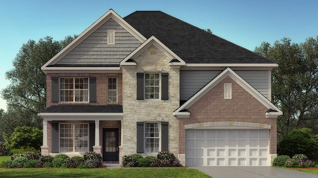 Front exterior of a new home in Haven Abbey, Cumming, GA, highlighting curb appeal (Image 38).