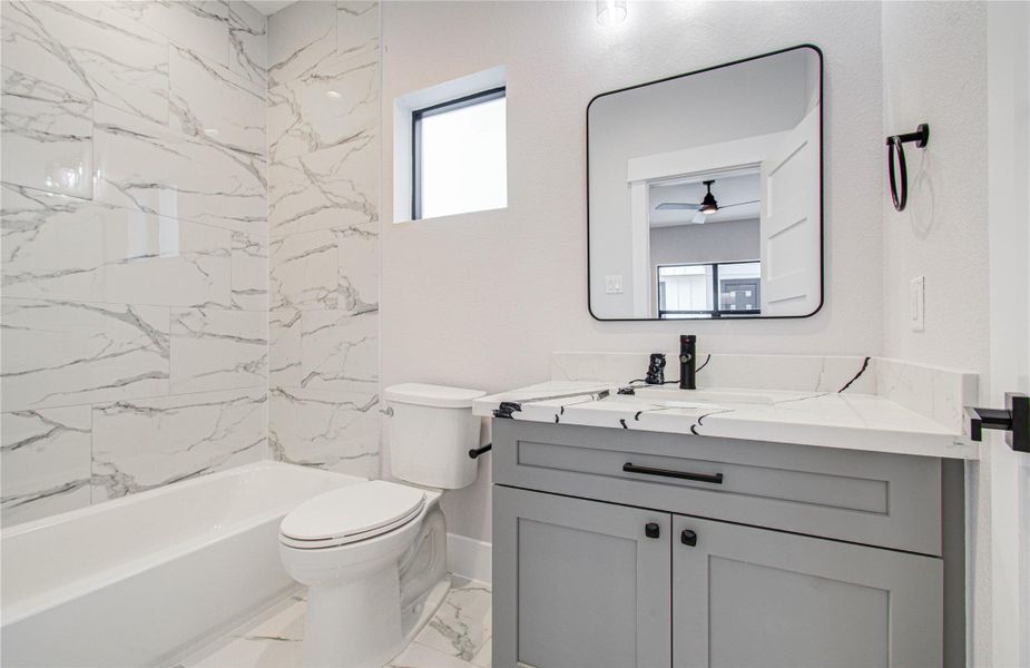 Attached bathroom down