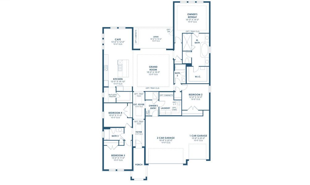 2D floor plan layout for the Longboat I by Homes by WestBay in North River Ranch, Parrish, FL (Image 3).