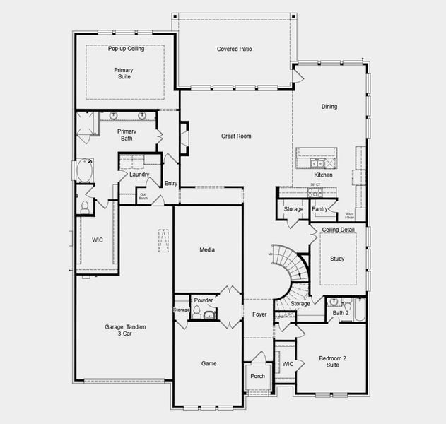 2D floor plan layout for the Augusta by Taylor Morrison in The Ranch at Uptown Celina 70s, Celina, TX (Image 4).