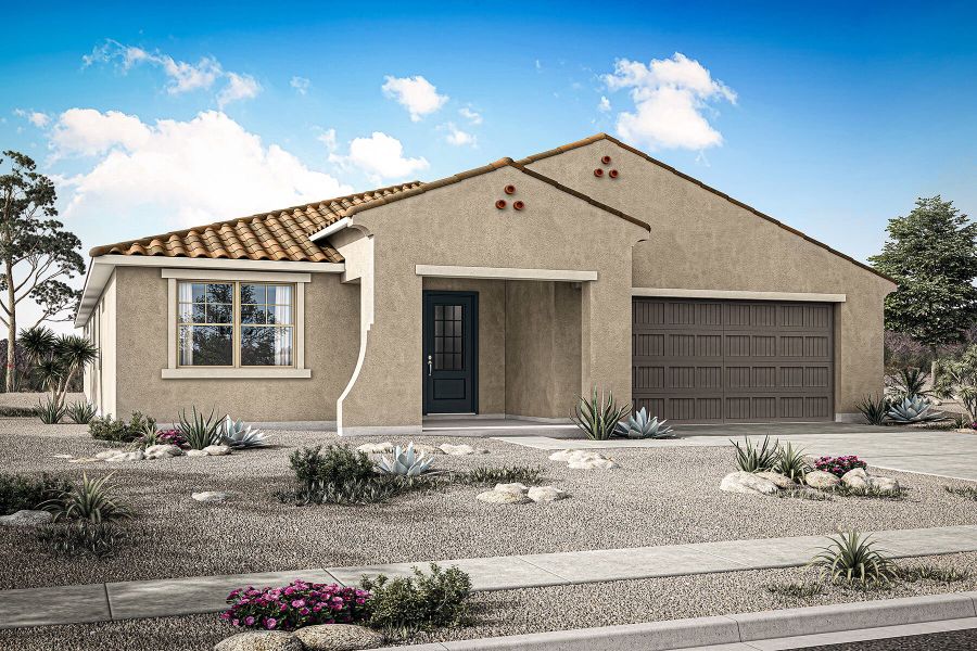 Representative exterior photo of a completed home built from the Pebble by Mattamy Homes in Bella Vista Farms, Queen Creek, AZ (Image 3).