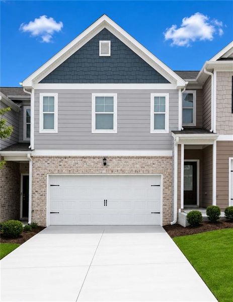 Front exterior of a new home in Creekside Village Phase II, Lithonia, GA, highlighting curb appeal (Image 2). Front exterior of a new home in Creekside Village Phase II, Lithonia, GA, highlighting curb appeal (Image 2).