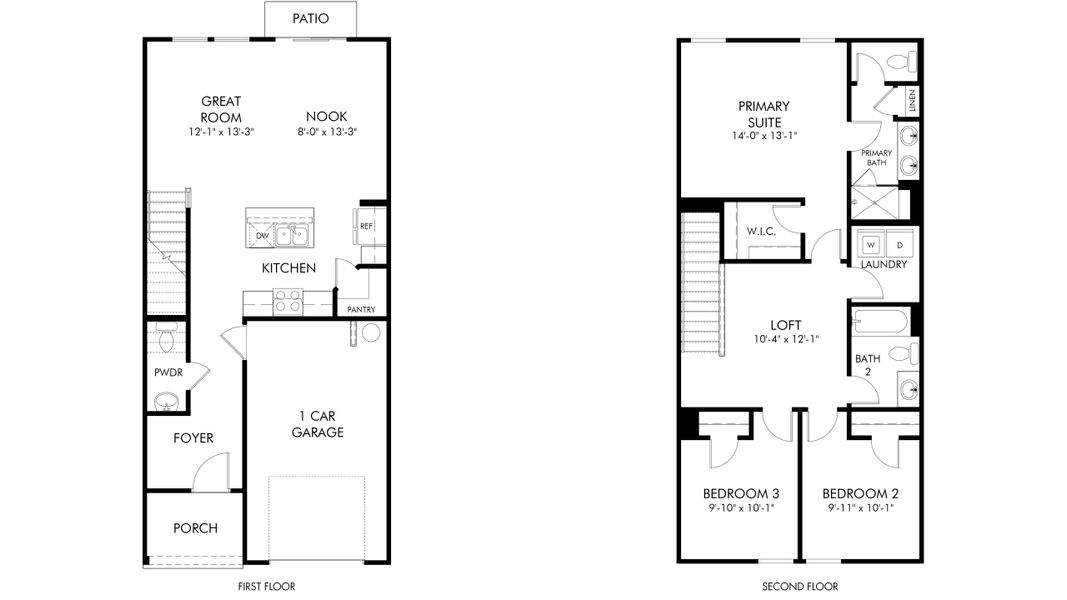 2D floor plan layout of this home in Rocky River Towns, Charlotte, NC (Image 3).