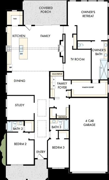2D floor plan layout of this home in The Highlands Encore - Harbor Collection, Porter, TX (Image 5).