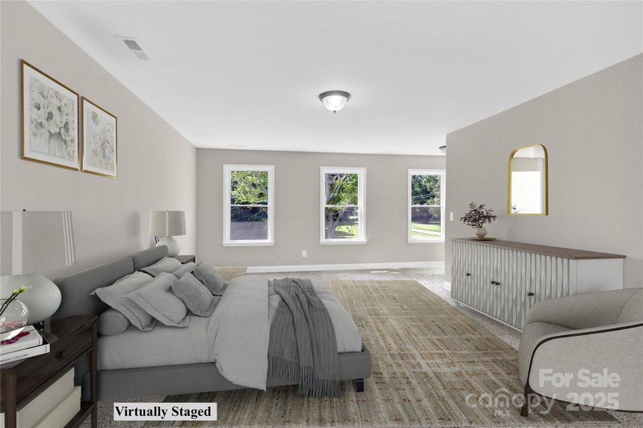 Primary with bump out in the back right for office space.